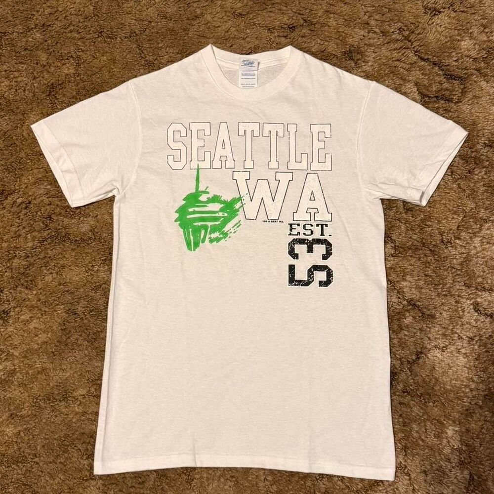 Vintage Y2K Seattle Washington T-Shirt Tee White Small